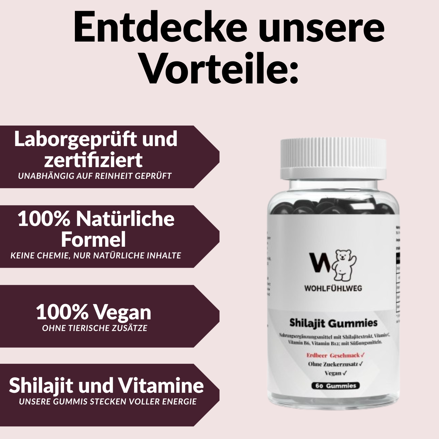 Wohlfühl Gummies zur Unterstützung eines normalen Energiestoffwechsels* Erdbeer Geschmack